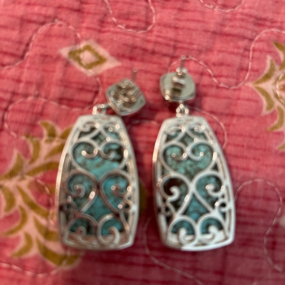 Turquoise and black onyx earrings - Picture 2 of 5